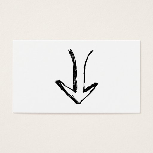 Customizable Arrow Pointing Down. Black and White. Business Card Template