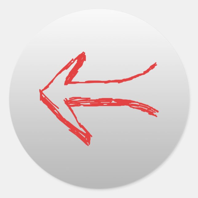 Arrow Pointing Left. On Gray. Classic Round Sticker (Front)
