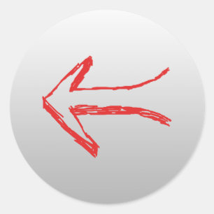 Arrow Pointing Left. On Gray. Classic Round Sticker