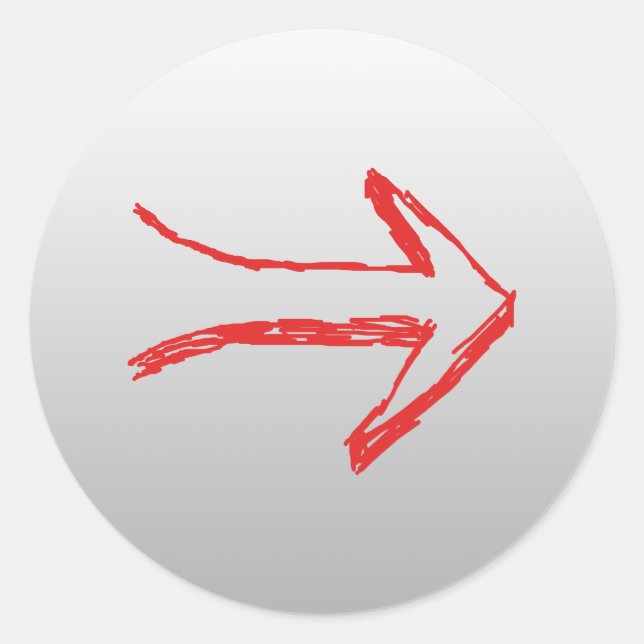 Arrow Pointing Right. On Gray. Classic Round Sticker (Front)