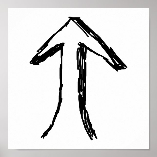 Arrow Pointing Up. Black and White. Poster (Front)