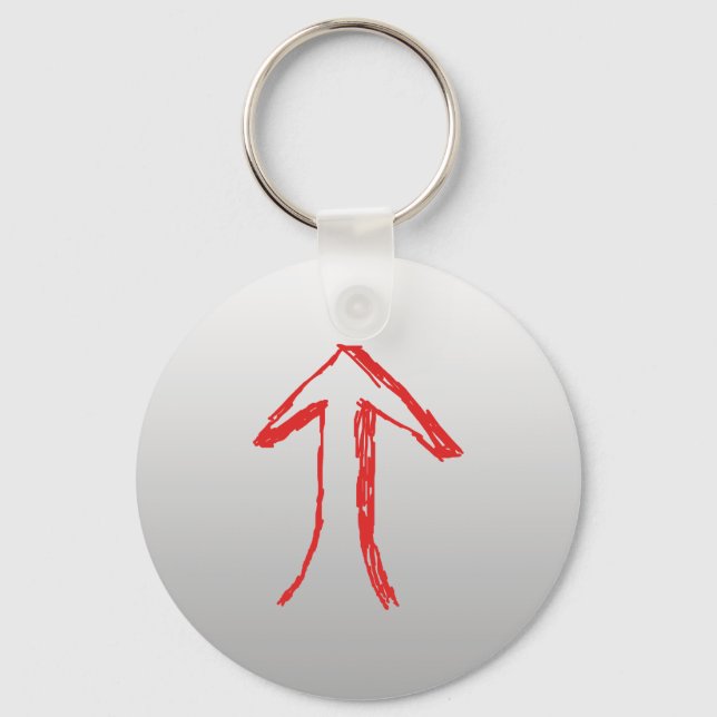 Arrow Pointing Up. On Gray. Keychain (Front)