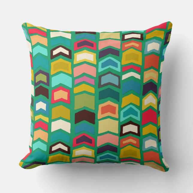 arrow pop green throw pillow (Front)