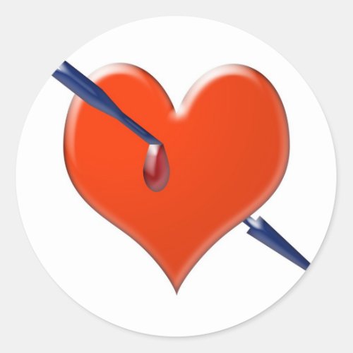Arrow through the heart classic round sticker
