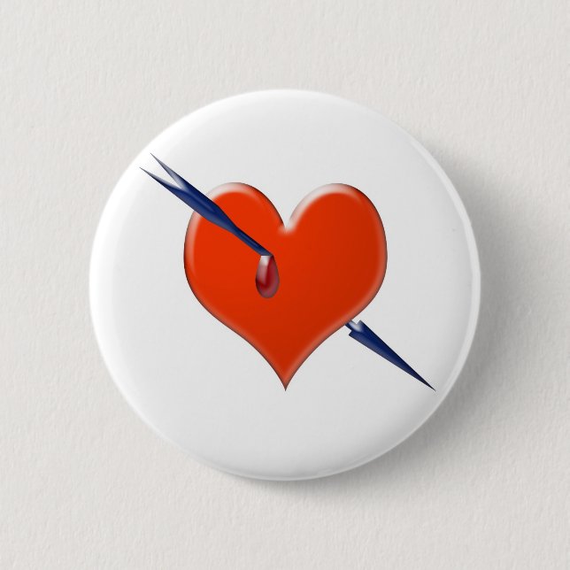 Arrow through the heart pinback button (Front)