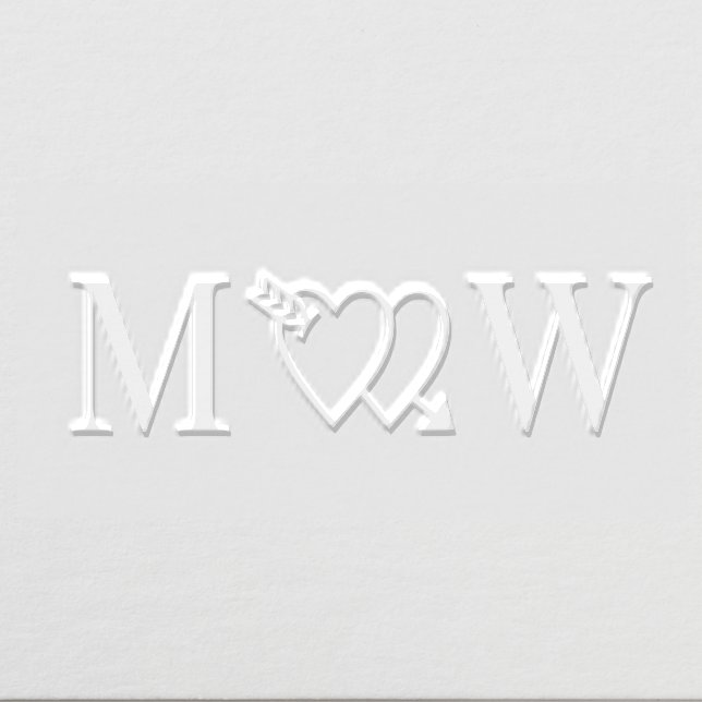 Arrow Thru Double Hearts Couple 2 Initial Monogram Embosser (Design)