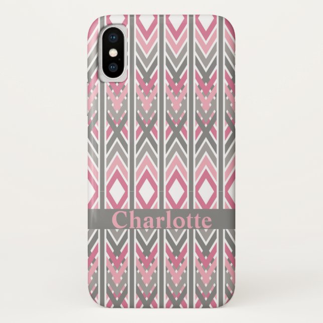Arrow Tribal Pink Grey Personalized Pattern Case-Mate iPhone Case (Back)