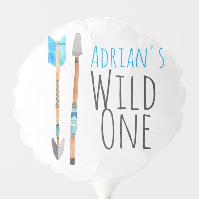 Arrow wild one tribal birthday balloon (Front)