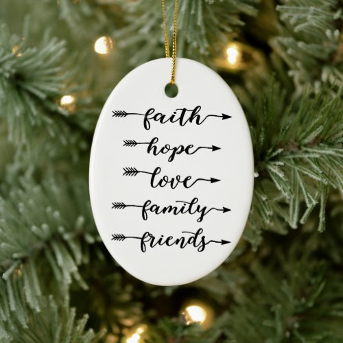 Arrow words ceramic ornament