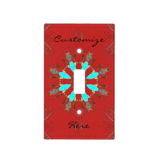 Arrowhead Feathers Pow-wow Pattern Thunder_Cove Light Switch Cover (Front)