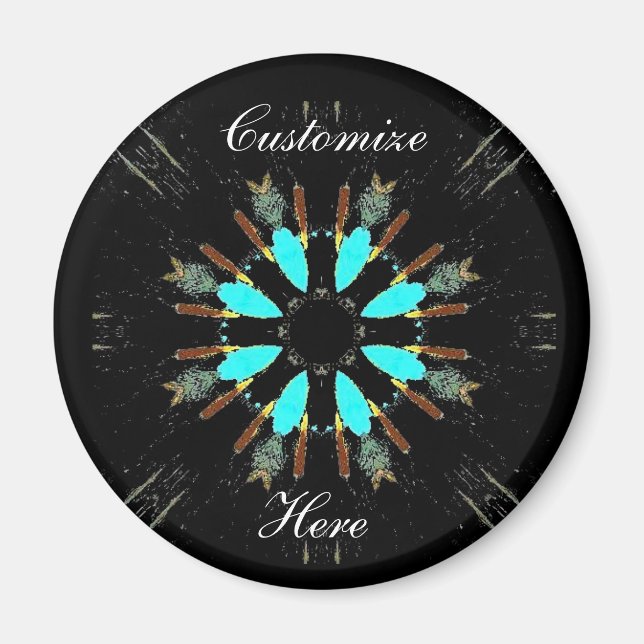 Arrowhead feathers pow-wow pattern Thunder_Cove Magnet (Front)