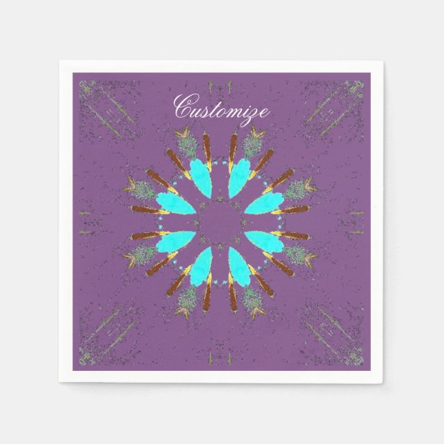 Arrowhead feathers pow-wow pattern Thunder_Cove Napkins (Front)