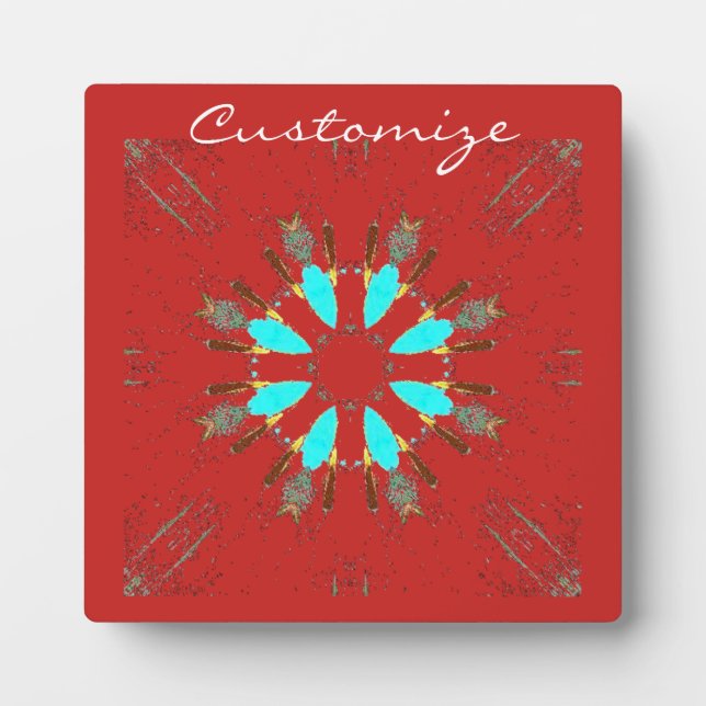 Arrowhead Feathers Pow-wow Pattern Thunder_Cove Plaque (Front)