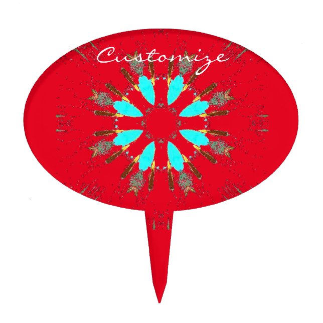 Arrowhead Feathers Pow-wow Thunder_Cove Cake Topper (Front)