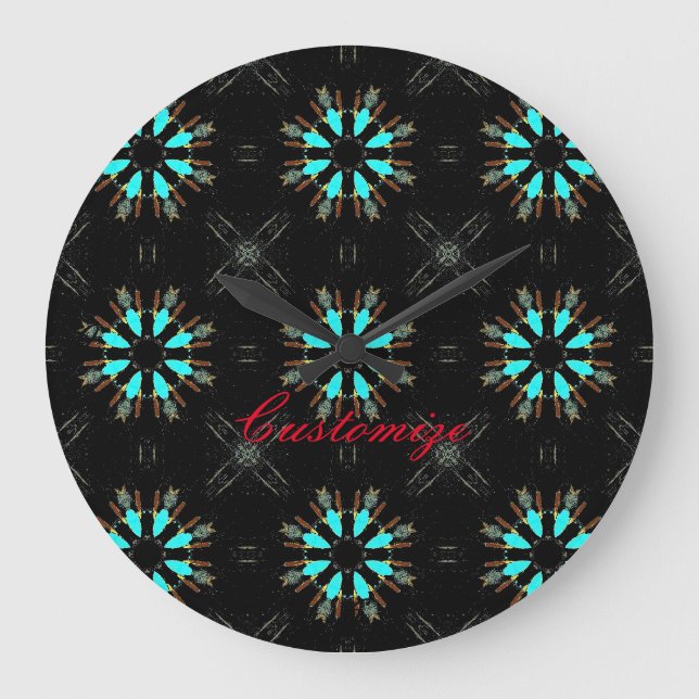 Arrowhead Feathers Pow-wow Thunder_Cove Large Clock (Front)