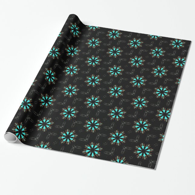 Arrowhead Feathers Pow-wow Thunder_Cove Wrapping Paper (Unrolled)