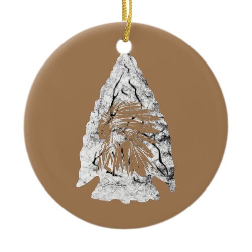 Arrowhead Hunter Indian Chief Relic Hunting Ceramic Ornament