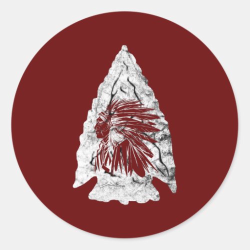 Arrowhead Hunter Indian Chief Relic Hunting Classic Round Sticker