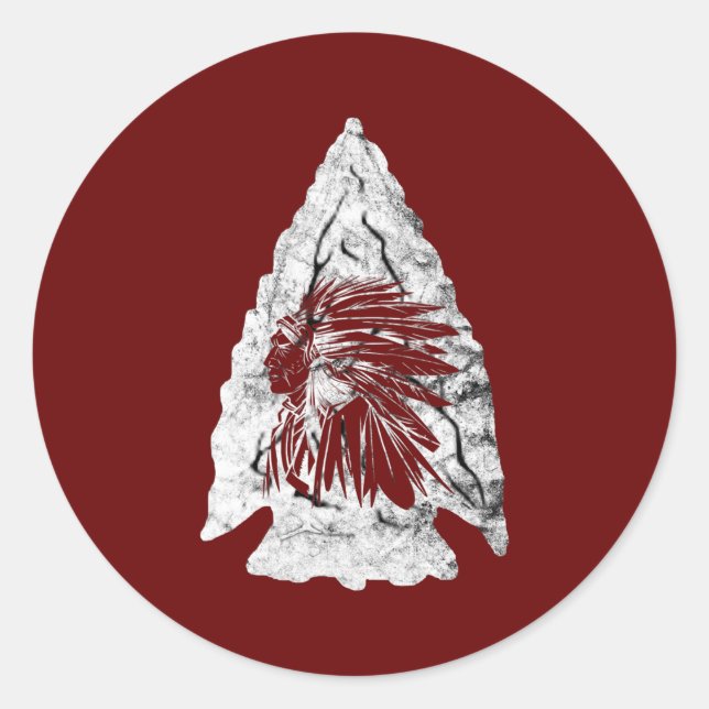 Arrowhead Hunter Indian Chief Relic Hunting Classic Round Sticker (Front)