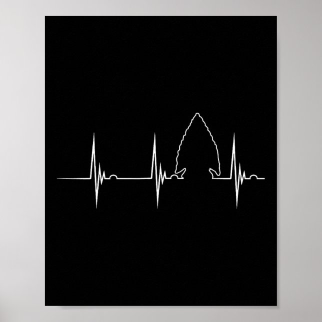 Arrowhead Hunting Heartbeat Ekg Pulse Hunter Flint Poster (Front)