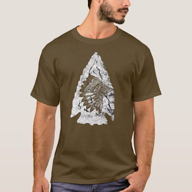 Arrowhead Hunting Native American Feather T-Shirt (Front)