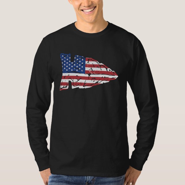 Arrowhead Hunting USA Flag Arrowhead Hunter T-Shirt (Front)