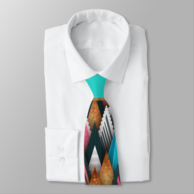 Arrowhead Pattern Colorful and Artistic Art Neck Tie (Tied)