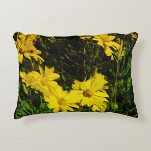 Arrowleaf Balsamroot Yellow Wildflower Abstract Accent Pillow