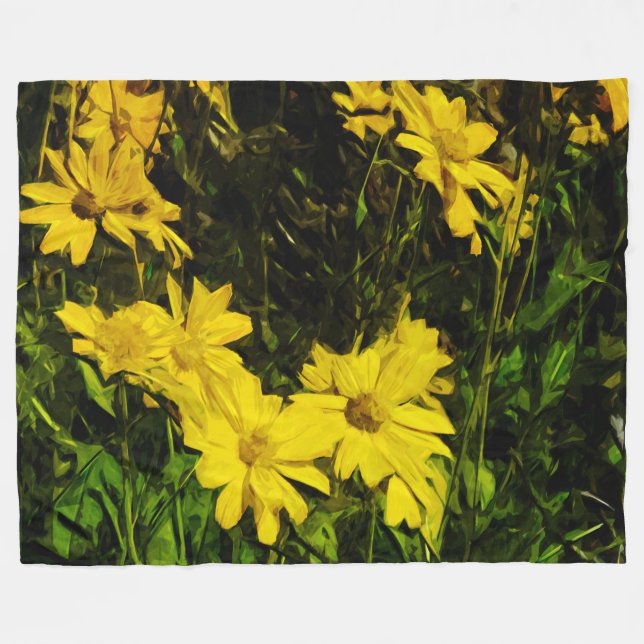 Arrowleaf Balsamroot Yellow Wildflower Abstract Fleece Blanket (Front (Horizontal))