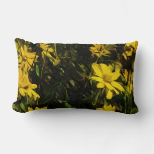 Arrowleaf Balsamroot Yellow Wildflower Abstract Lumbar Pillow