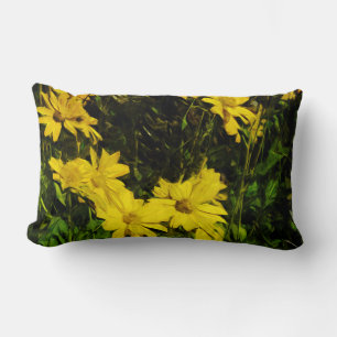 Arrowleaf Balsamroot Yellow Wildflower Abstract Lumbar Pillow