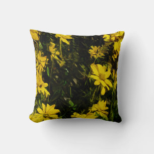 Arrowleaf Balsamroot Yellow Wildflower Abstract Throw Pillow