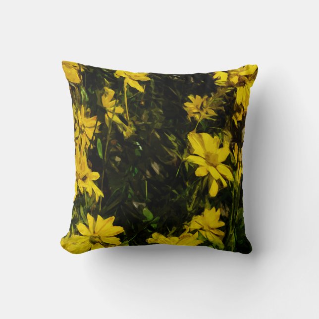 Arrowleaf Balsamroot Yellow Wildflower Abstract Throw Pillow (Front)
