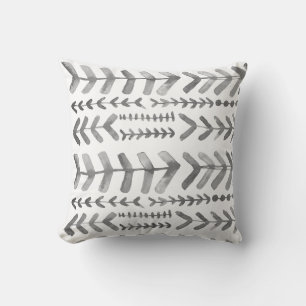 Arrowroot Geometric Watercolor Pattern Grey Throw Pillow