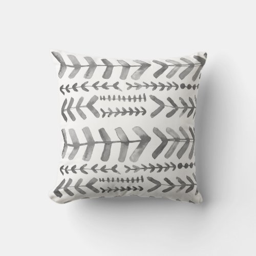 Arrowroot Geometric Watercolor Pattern Grey Throw Pillow