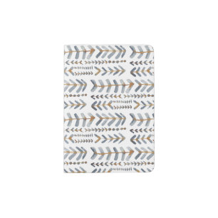 Arrowroot Geometric Watercolor Pattern Indigo Passport Holder