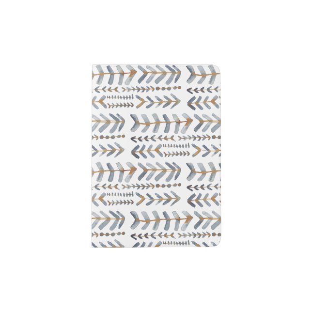 Arrowroot Geometric Watercolor Pattern Indigo Passport Holder (Front)