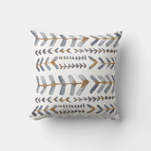 Arrowroot Geometric Watercolor Pattern Indigo Throw Pillow