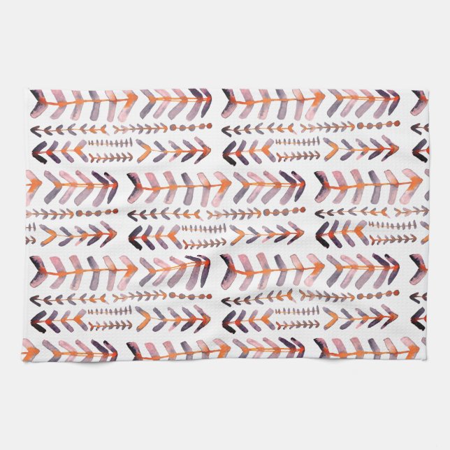 Arrowroot Geometric Watercolor Pattern Pink Purple Kitchen Towel (Horizontal)