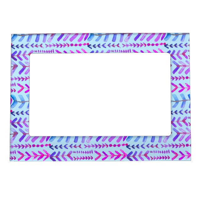 Arrowroot Geometric Watercolor Pattern Purple Blue Magnetic Frame (Front)
