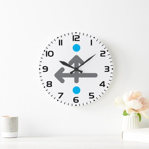 Arrows And Blue Dots Large Clock