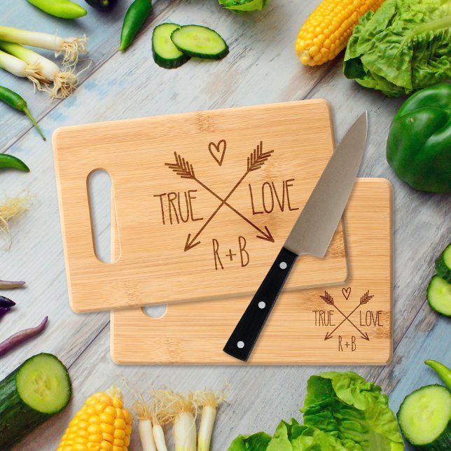 Arrows and heart "True Love" initials wedding Engraved Cutting Board (Creator Uploaded)