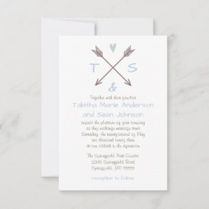 Arrows Blue Heart - 3x5 Wedding Invitation