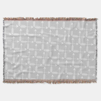 Arrows Gray and White Pattern Throw Blanket