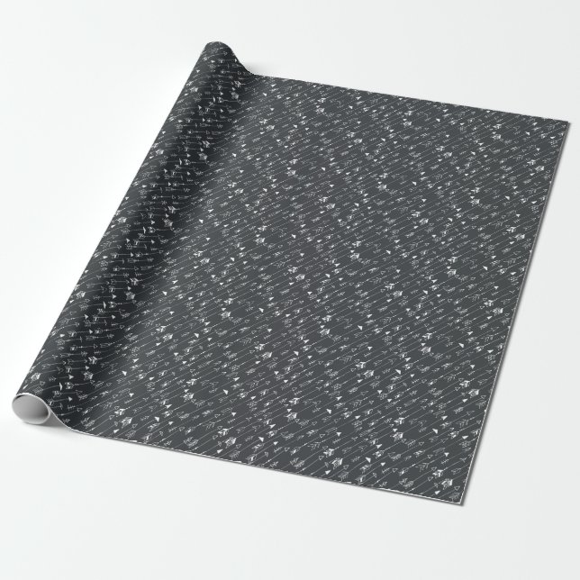Arrows in Darkness: Hand-Drawn Pattern Wrapping Paper (Unrolled)