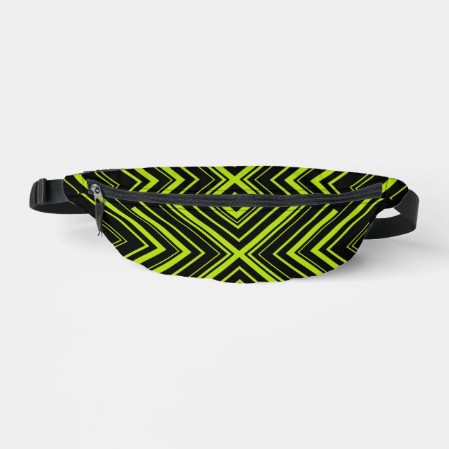 Arrows in Lime Green and Black Fanny Pack (Front)