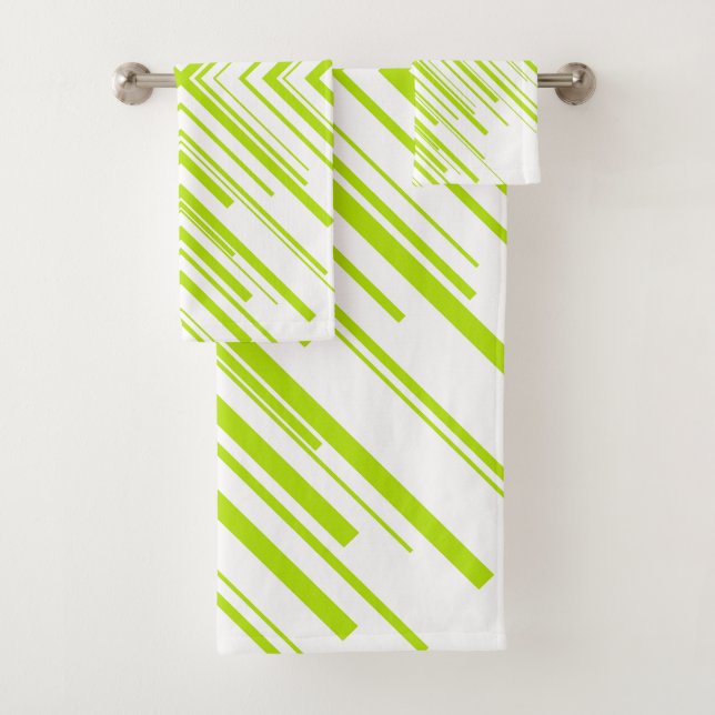 Arrows in Lime Green and White Bath Towel Set (Insitu)