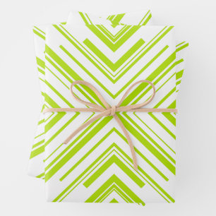 Arrows in Lime Green and White Wrapping Paper Sheets