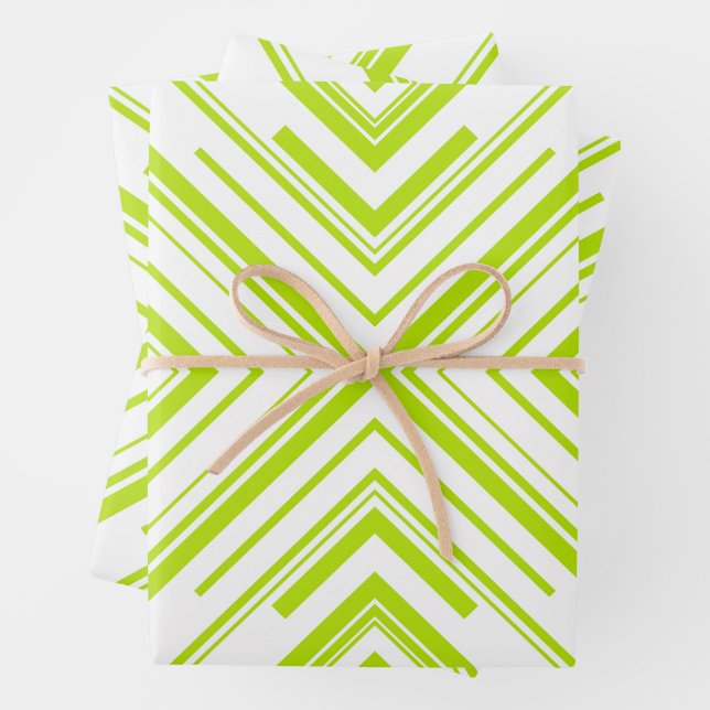 Arrows in Lime Green and White Wrapping Paper Sheets (In situ)