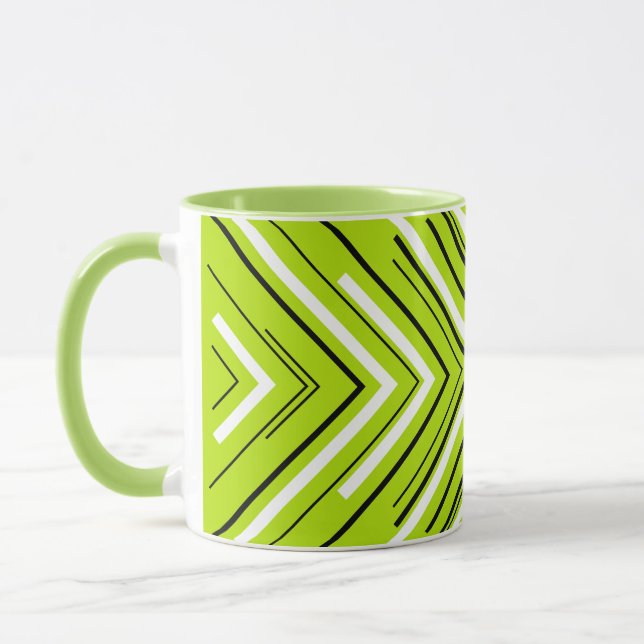 Arrows in Lime Green, Black, and White Mug (Left)